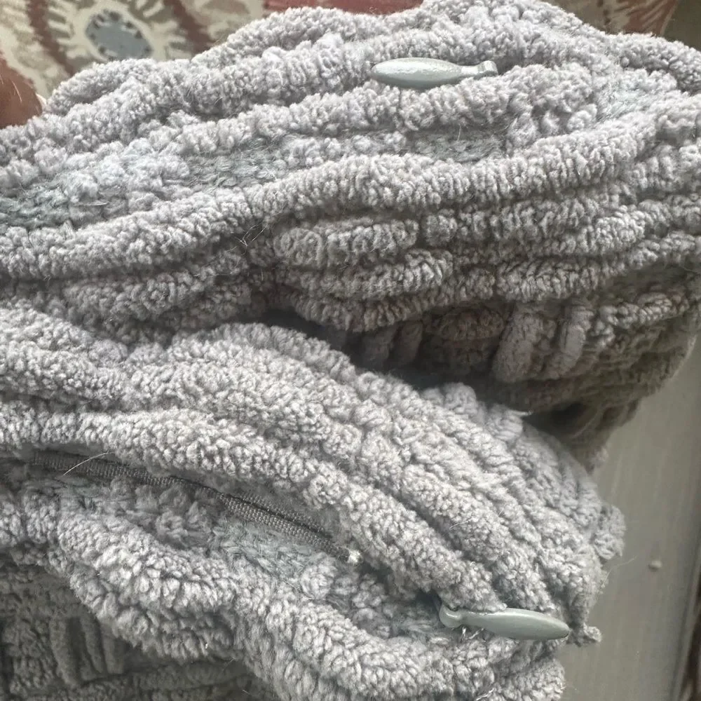 Pottery Barn Set Of Chenille Gray Pillow Covers (2) 20”x20”